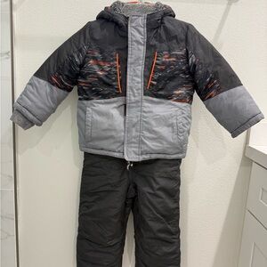 Kids Black and Gray Winter Jacket and Pants Set